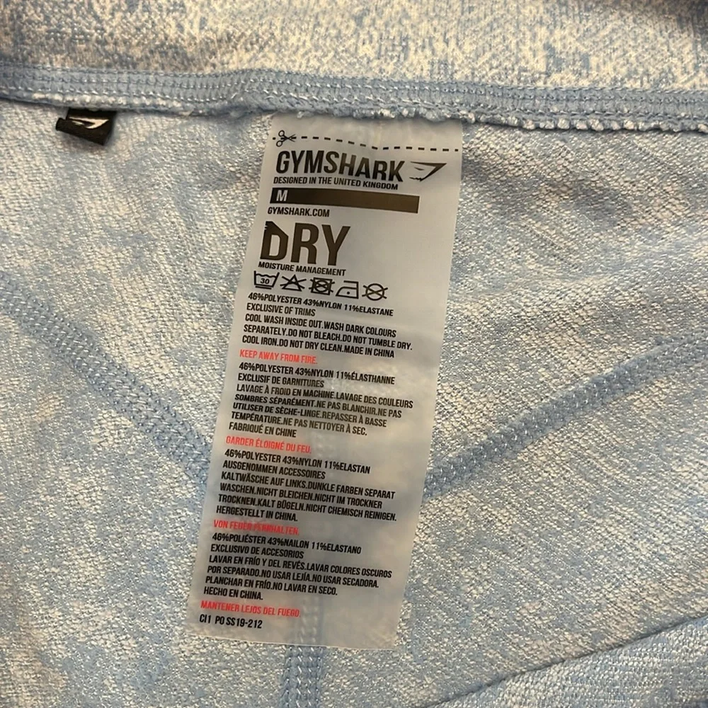 Gymshark Fleur Textured Leggings Malibu Blue Marl Medium High Rise Pilates yoga
